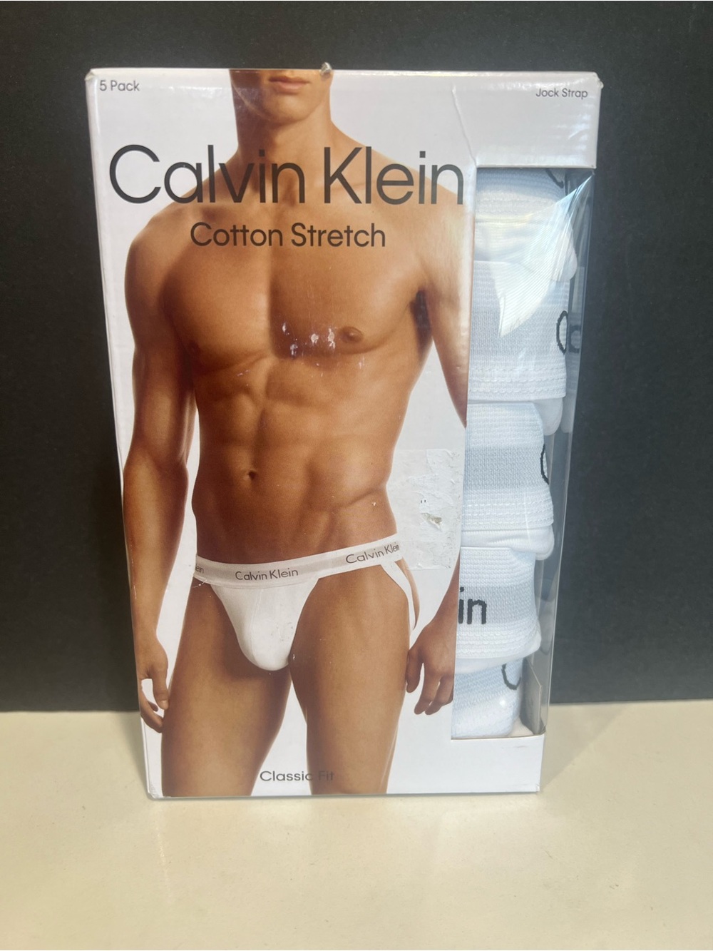 5-Pack Calvin Klein Athletic Men's Jockstrap Underwear White LARGE NWT